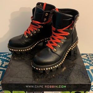 Black w Gold Studs Cape Robbin Nia Moto Boots 8